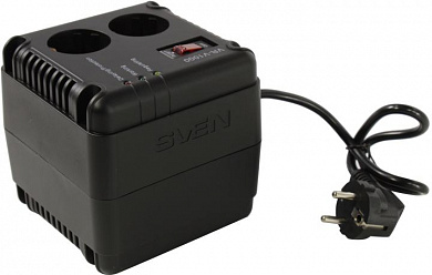 Стабилизатор SVEN <VR-V1000 Black> (вх.184-285V, вых.230V, 500W, 2 розетки Euro)
