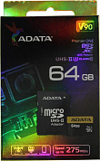 ADATA Premier ONE <AUSDX64GUII3CL10-CA1> microSDXC Memory Card 64Gb V90 UHS-II U3+ microSD-->SD Adapter