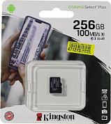 Kingston <SDCS2/256GBSP> microSDXC Memory Card 256Gb A1 V30 UHS-I U3 Class10